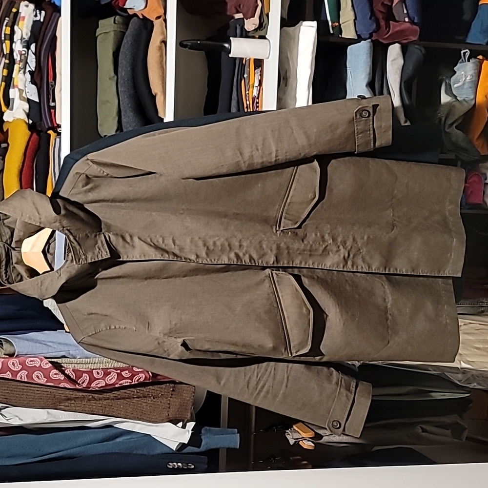 Mens Burton Menswear Olive trench coat with a hood